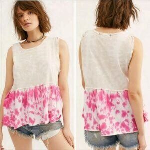 Free People Anytime Tie Dye Tank Top in Hot Hibiscus Combo